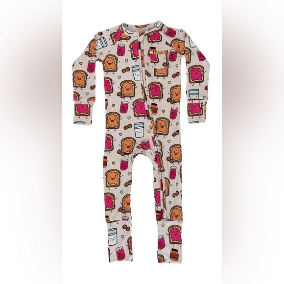 PB+GRAPE| ‘Peanut Butter Jelly’ Bamboo Footie Pajamas - Picture 5 of 10